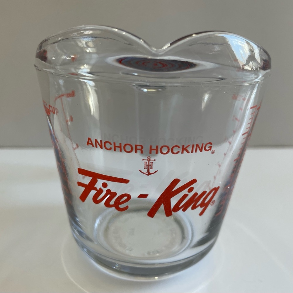 Vintage Anchor Hocking Fire King Measuring 1 Cup / 8 Oz Red Logo Excellent!!!